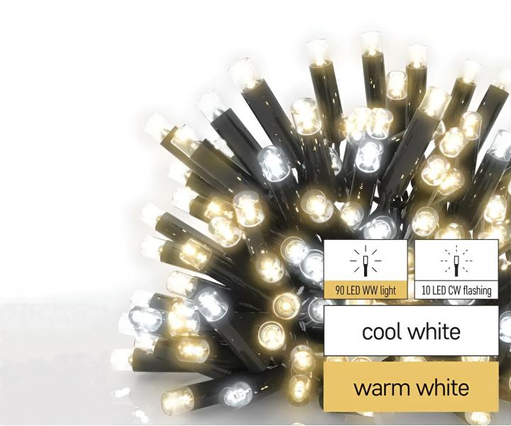 LED vánoční řetěz Emos Profi D2AN01, IP44, venkovní, blikání, teplá/studená bílá - 10 m