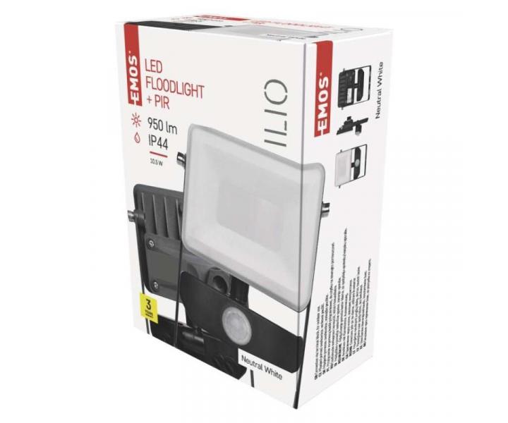 LED reflektor ILIO s pohybovm idlem, 10,5W, ern, neutrln bl Emos ZS2910