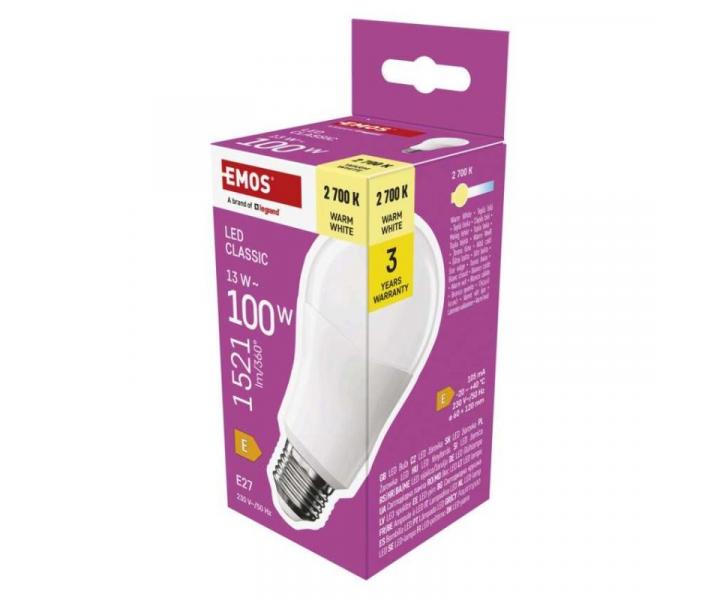 LED rovka Classic A60 / E27 / 13 W (100 W) / 1521 lm / tepl bl Emos ZQ5E61