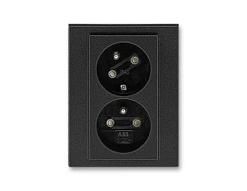 Zsuvka dvojnsobn s ochr. kolky, s clonkami, s natoenou dutinou ABB Levit 5513H-C02357 63 - onyx/kouov ern