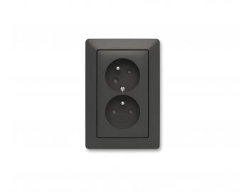 Z�suvka dvojn�sobn� s ochrann�mi kol�ky, s clonkami ABB Zoni 5513T-C02157 237 - �ern� matn�