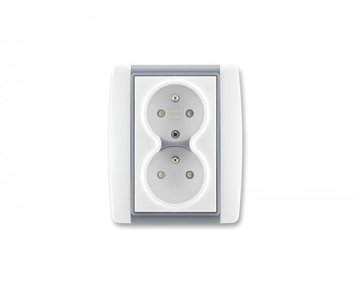 Z�suvka dvojn�sobn� s clonkami ABB Element-Time 5512E-C02359 04 - b�l�/ledov� �ed�