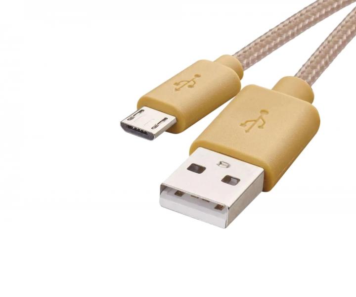 Rychlonabjec kabel Emos SM7006Y, USB A - micro USB B, zlat - 1 m