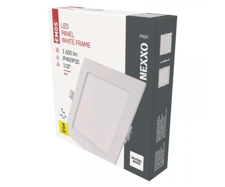 LED vestavn svtidlo NEXXO, tvercov, bl, 18W, neutrln bl Emos ZD2145