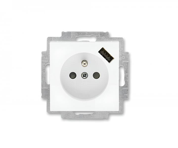 Zsuvka jednonsobn s USB ABB Levit 5569H-A02357 03, s clonkami - bl