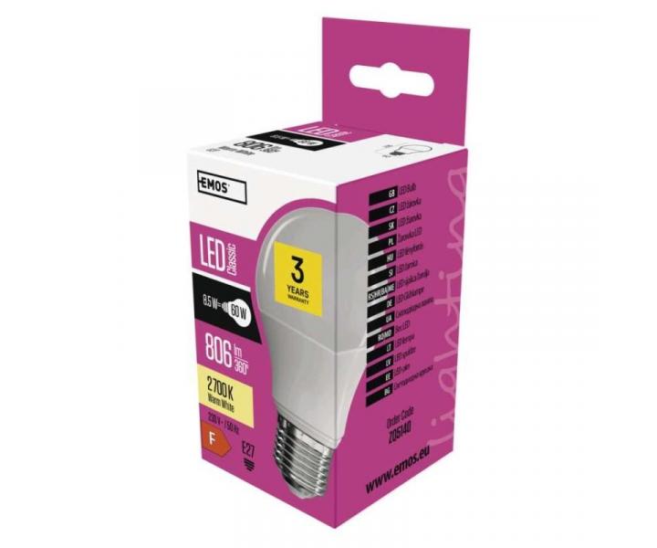 LED rovka Classic A60 / E27 / 8,5 W (60 W) / 806 lm / tepl bl Emos ZQ5140