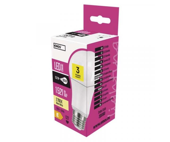 LED rovka Classic A60 / E27 / 13,2 W (100 W) / 1 521 lm / tepl bl Emos ZQ5160
