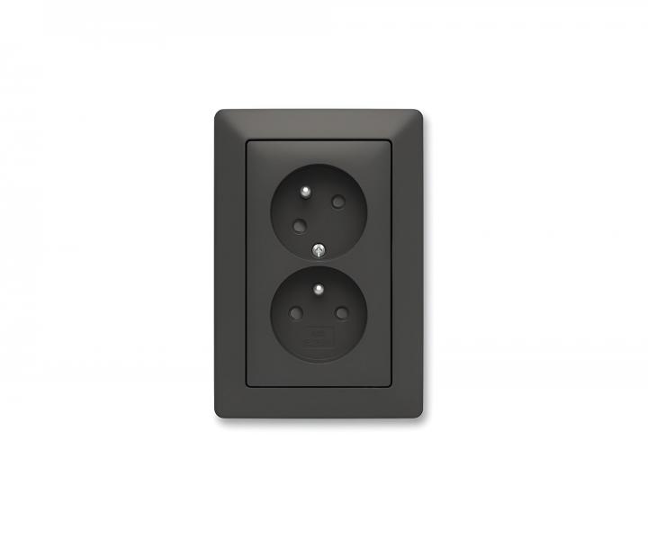 Z�suvka dvojn�sobn� s ochrann�mi kol�ky, s clonkami ABB Zoni 5513T-C02157 237 - �ern� matn�