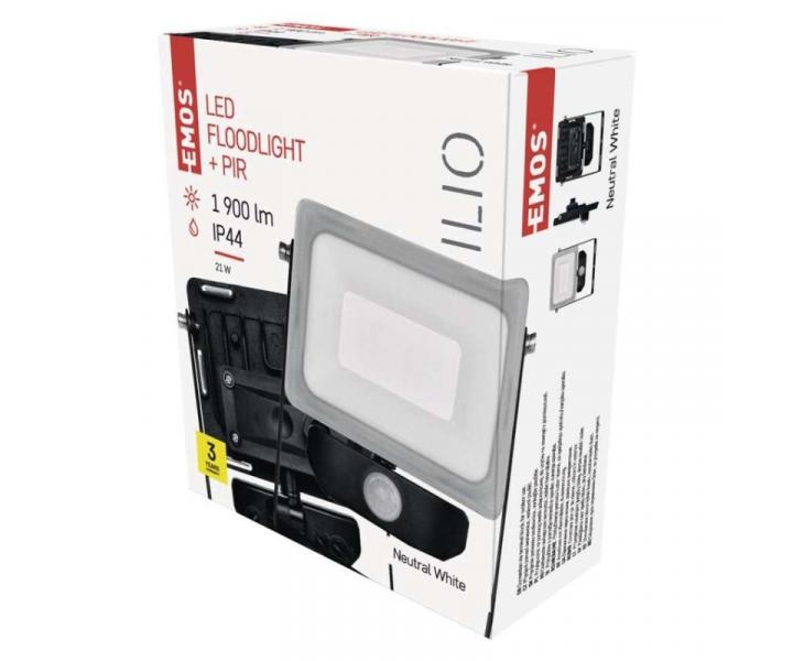 LED reflektor ILIO s pohybovm idlem, 21W, ern, neutrln bl Emos ZS2920
