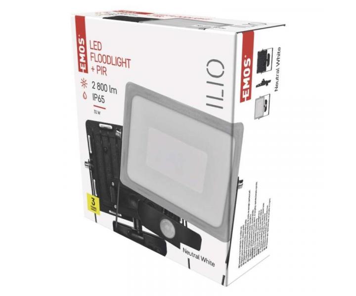 LED reflektor ILIO s pohybovm idlem, 31W, ern, neutrln bl Emos ZS2930