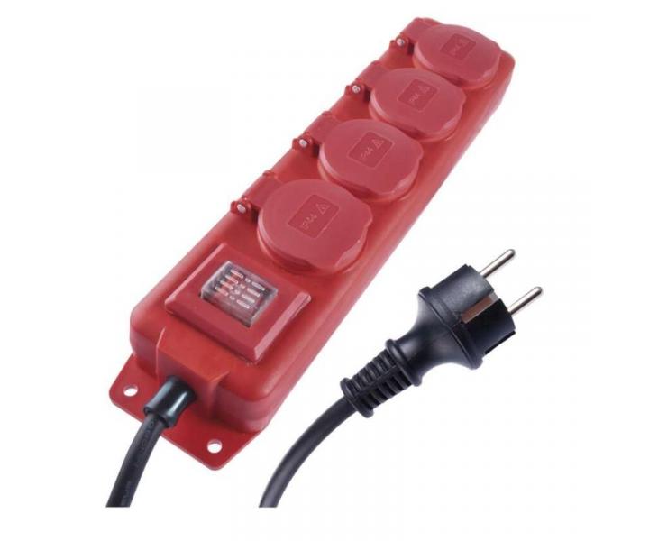 Prodluovac kabel 5 m / 4 zsuvky / s vypnaem / erno-erven / guma-neopren / 1,5 mm2 Emos P14151