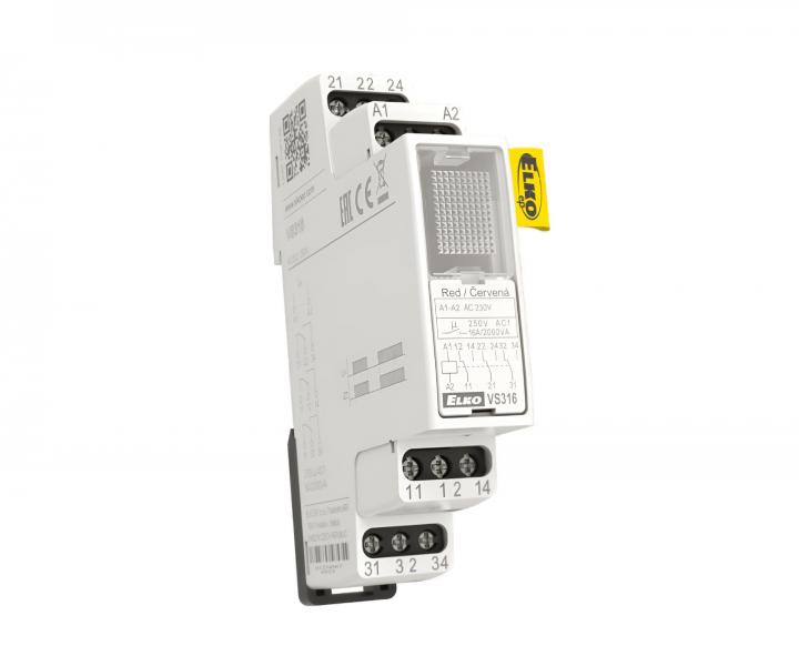 Pomocn rel pepnac Elko VS316, 3x16 A, AC 230 V - erven signalizace