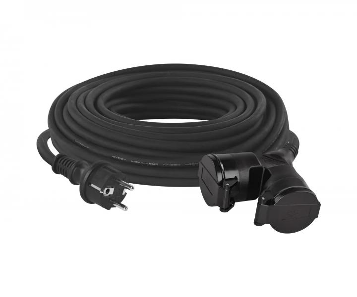 Venkovn prodluovac kabel Emos P0604, IP44, 2x zsuvka, 230 V, 1,5 mm2, guma, ern - 25 m