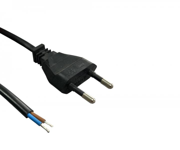 Flexo PVC šňůra 822051-1-1/2, 2x0,5, cín, rovná plochá vidlice, černá - 2 m