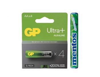Alkalick baterie GP Ultra Plus AA (LR6) - 4 ks + vkaky Mentos zdarma