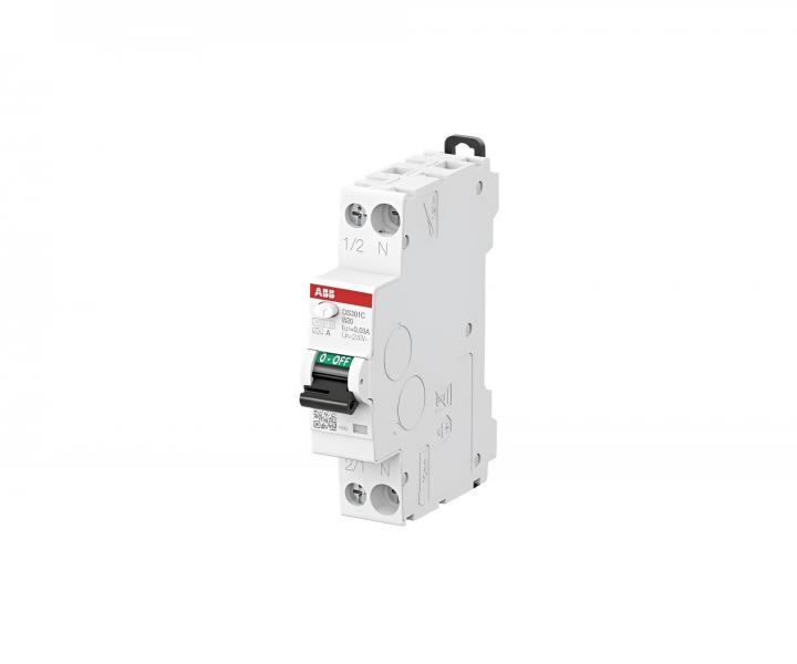 Chrni s jistiem (1P+N) ABB DS301C B10 A30, 10A,  30mA, charakteristika B, typ A, 6kA