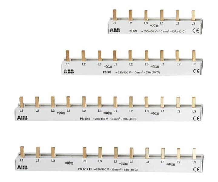 Propojovac lita PS3/12FI, 3F, 12 modul, prez 10 mm2 (max. 63 A), s vynechnm N chrnie ABB 2CDL231002R1012