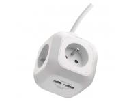 Prodluovac kabel - kostka 1,9 m / 4 zsuvky / bl / PVC / s USB / 1 mm2 Emos P04119U