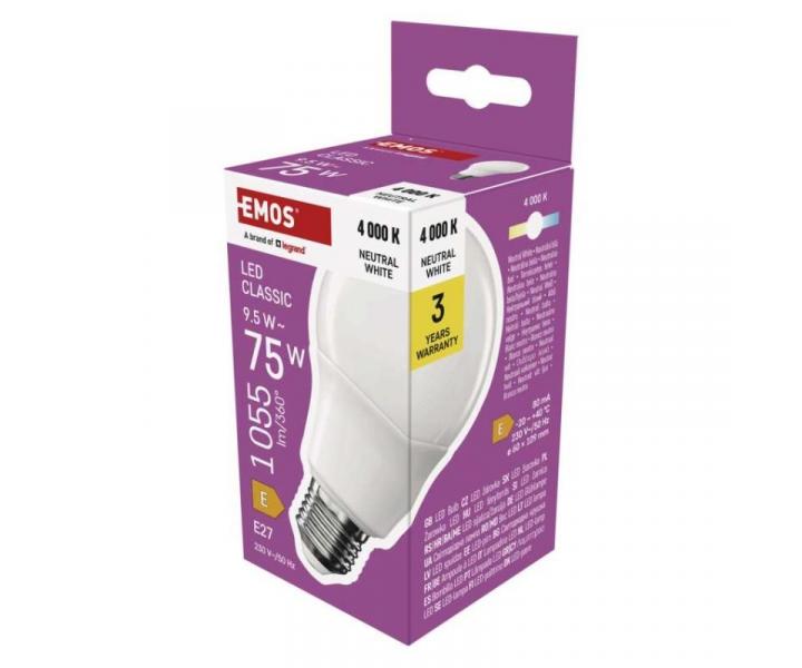 LED rovka Classic A60 / E27 / 9,5 W (75 W) / 1055 lm / neutrln bl Emos ZQ5E53