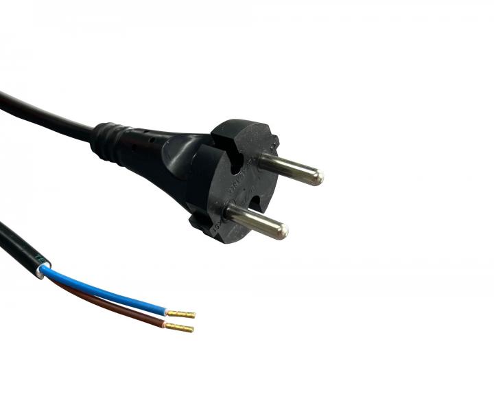 Flexo šňůra pryž 942101-1-52/2, 2x1, dutinky, rovná vidlice, černá - 2 m