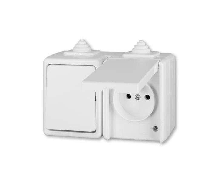 Kombinace pepnae stdavho a zsuvky jednonsobn, IP44 ABB Praktik 3932-20062 B - bl