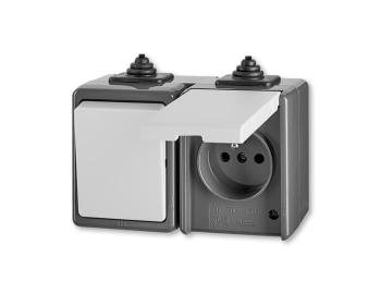 Kombinace pepnae stdavho a zsuvky jednonsobn, IP44 ABB Praktik 3932-20062 S - ed