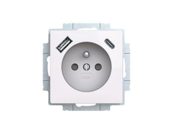 Zsuvka 1nsobn s kolkem, s clonkami, s nabjenm USB-A, USB-C ABB Zoni 5569T-A32357 500 - bl