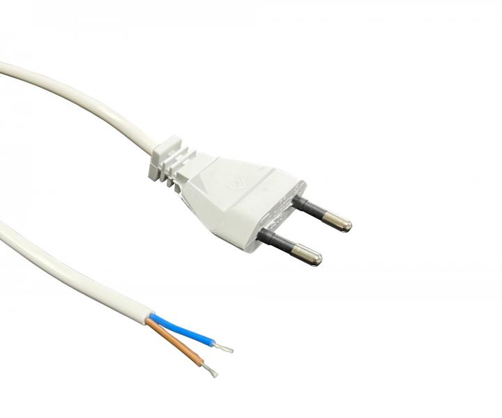 Flexo PVC šňůra 822051-3-1/2, 2x0,5, cínování, rovná plochá vidlice, bílá - 2 m