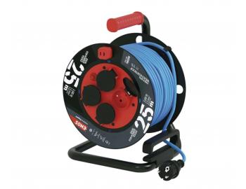 Poas odoln prodluovac kabel na bubnu Emos P08525W,4x zsuvka, 230 V, 1,5 mm2, modr, 25 m