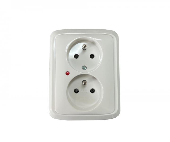 Z�suvka dvojn�sobn� s p�ep�ovou ochranou ABB Tango 5592A-A2349 B - b�l�