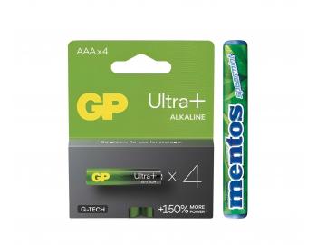 Alkalick baterie GP Ultra Plus AAA (LR03) - 4 ks + vkaky Mentos zdarma