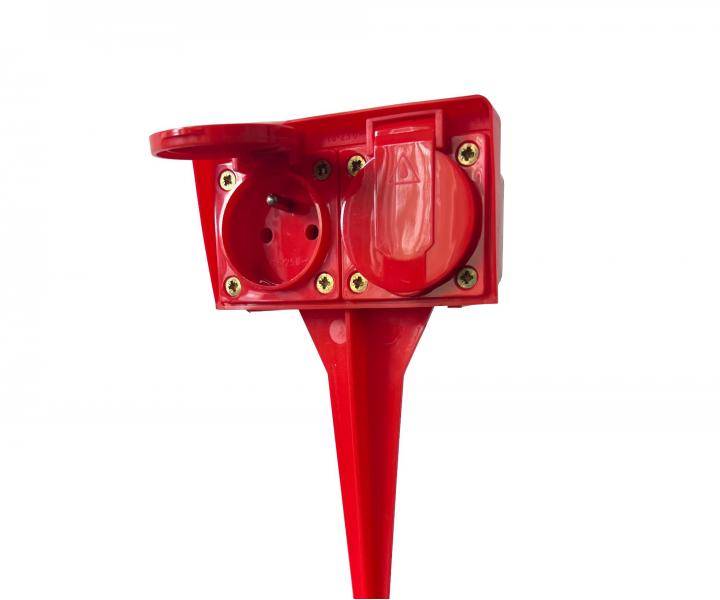 Dvojnsobn zapichovac zsuvka Flipol GZ-20S, IP44, PVC - erven