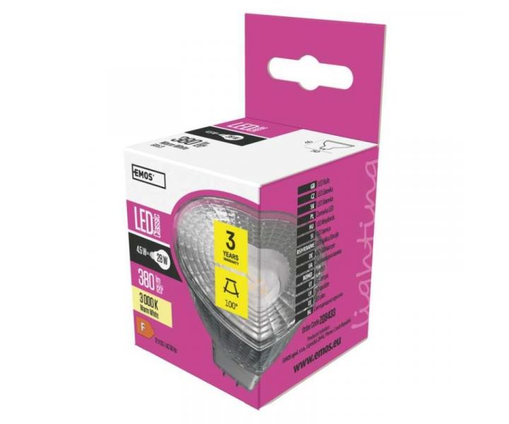 LED rovka Classic MR16 / GU5,3 / 4,5 W (28 W) / 380 lm / tepl bl Emos ZQ8433