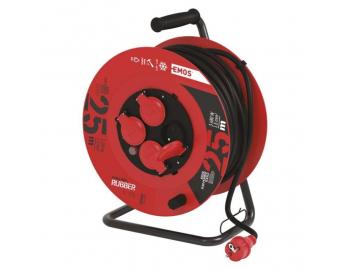 Venkovn prodluovac kabel na bubnu 25 m / 4 zsuvky / ern / guma / 230 V / 1,5 mm2 Emos P084251