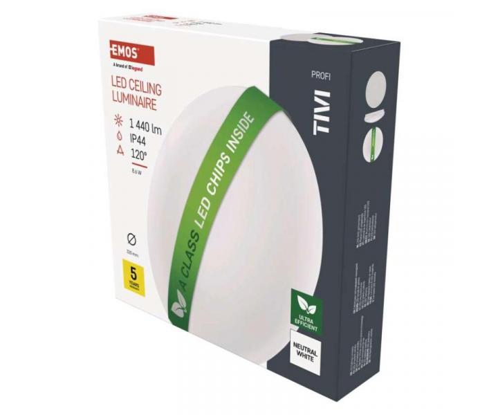 LED pisazen svtidlo TIVI, A CLASS, kruhov bl 8,6W, IP44, neutrln bl Emos ZM3406
