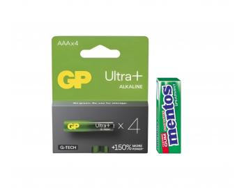 Alkalick baterie GP Ultra Plus AAA (LR03) - 4 ks + vkaky Mentos zdarma