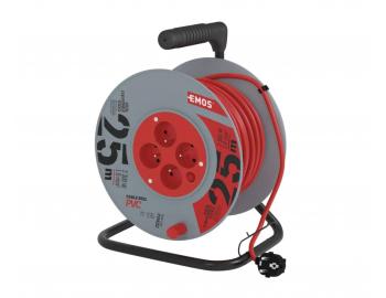 Prodluovac kabel na bubnu Emos P194252, 4x zsuvka, 230 V, 1 mm2, erven, 25 m