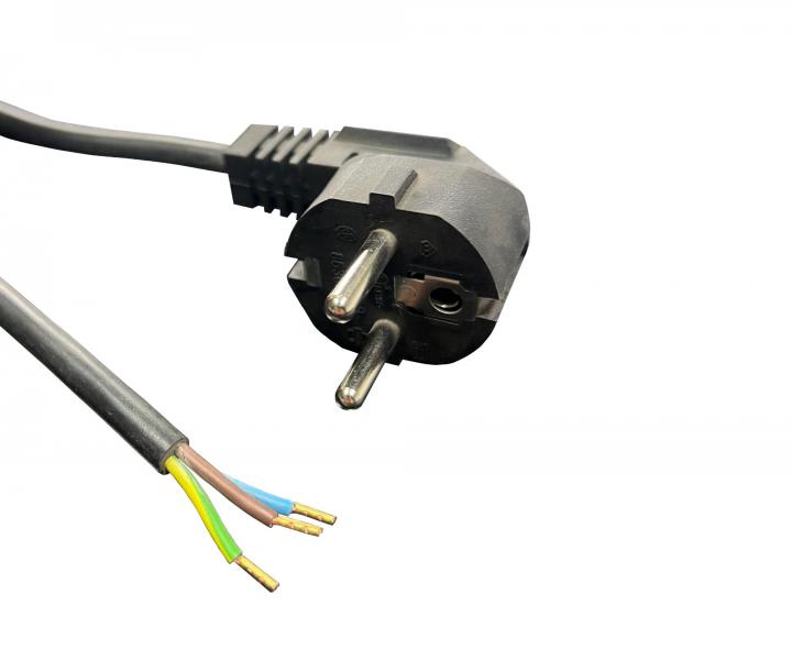 Flexo PVC šňůra 863107-1-58/2, 3Gx1, dutinky, úhlová vidlice, černá - 2 m