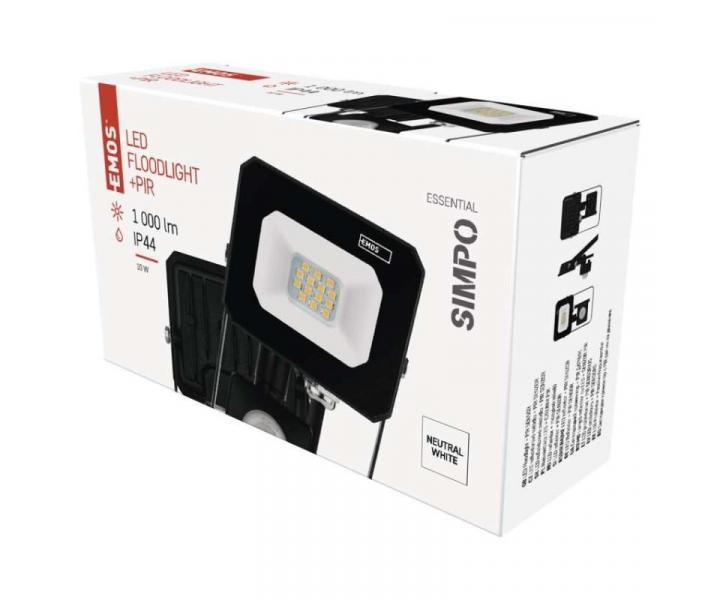 LED reflektor SIMPO s pohybovm idlem, 10 W, ern, neutrln bl Emos ZS2313