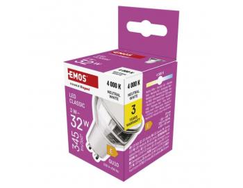 LED rovka Classic MR16 stbrn/ GU10 / 3 W (32 W) / 345 lm / neutrln bl Emos ZQ8E18