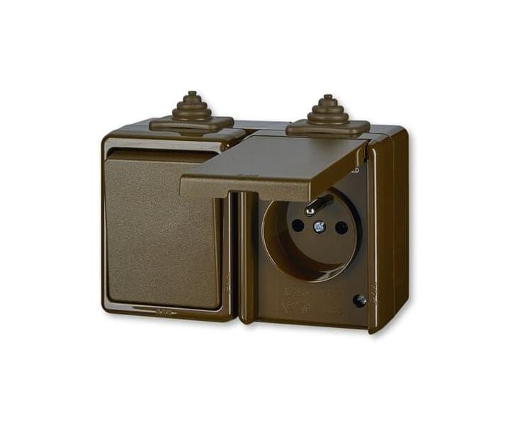 Kombinace pepnae stdavho a zsuvky jednonsobn, IP44 ABB Praktik 3932-20062 H - hnd