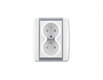 Z�suvka dvojn�sobn� s clonkami ABB Element-Time 5512E-C02359 04 - b�l�/ledov� �ed�