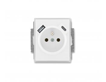 Jednonsobn zsuvka s USB ABB Element-Time 5569E-A32357 01, clonky, USB A/C - bl/ledov bl