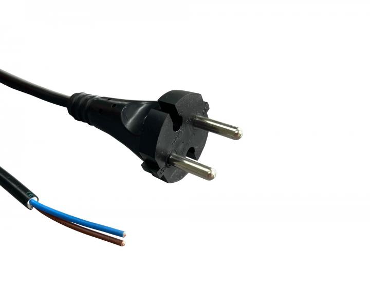 Flexo šňůra pryž AK 932109-1-50/5, 2x1, volné konce, konturovaná vidlice, černá - 5 m