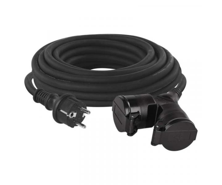 Venkovn prodluovac kabel 15 m / 2 zsuvky / ern / guma / 230 V / 1,5 mm2 Emos P0602