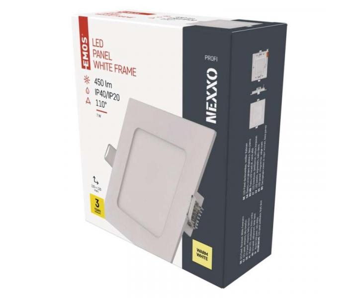 LED vestavn svtidlo NEXXO, tvercov, bl, 7W, tepl bl Emos ZD2124