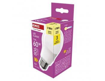 LED rovka Classic A60 / E27 / 7 W (60 W) / 806 lm / tepl bl Emos ZQ5E41