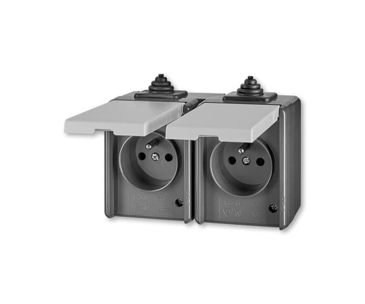 Zsuvka dvojnsobn pro prbnou mont, IP44 ABB Praktik 5518-2069 S - ed