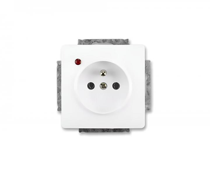 Z�suvka jednon�sobn� s p�ep�ovou ochranou ABB Swing 5598G-A02349 B1, optick� signalizace - jasn� b�l�