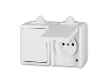 Kombinace pepnae stdavho a zsuvky jednonsobn, IP44 ABB Praktik 3932-20062 B - bl